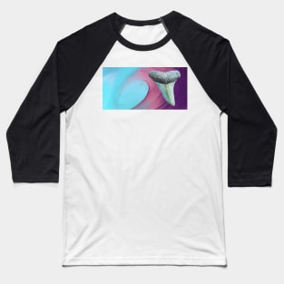 Pink Wave Shark Tooth Fossil  Surf Print Baseball T-Shirt